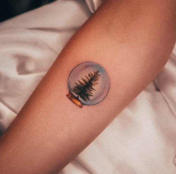 Artistic Snowglobe Tattoo On Woman