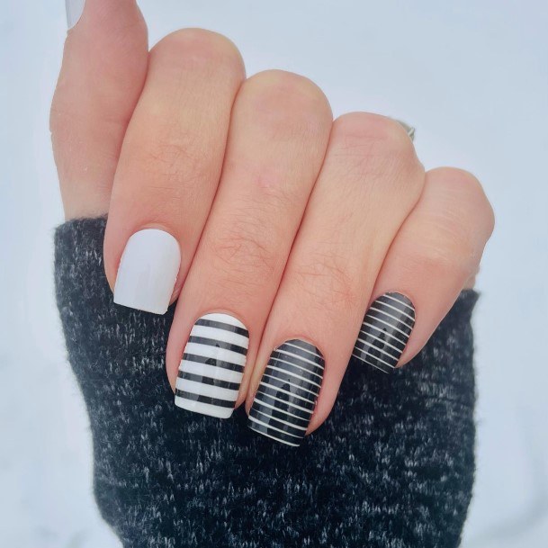 Artistic Striped Nail On Woman