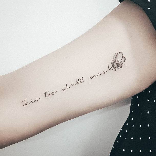 Artistic This Too Shall Pass Tattoo On Woman