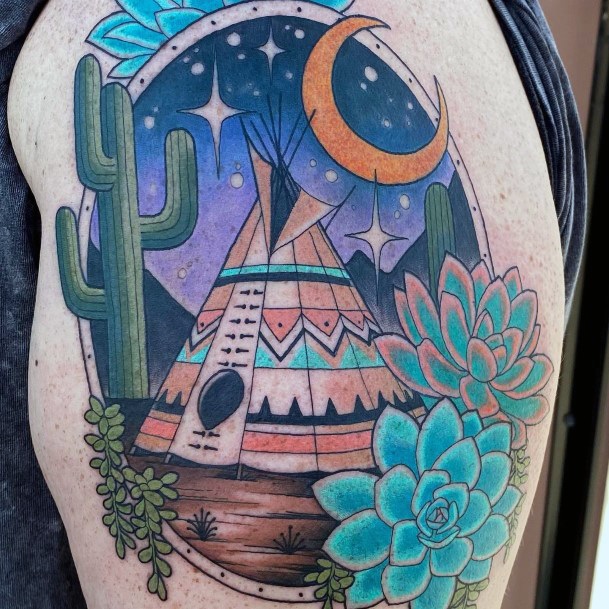 Artistic Tipi Tattoo On Woman Arm