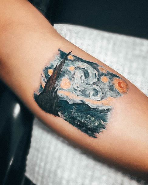 Artistic Van Gogh Tattoo On Woman