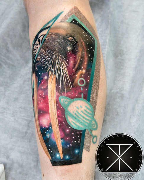 Artistic Walrus Tattoo On Woman