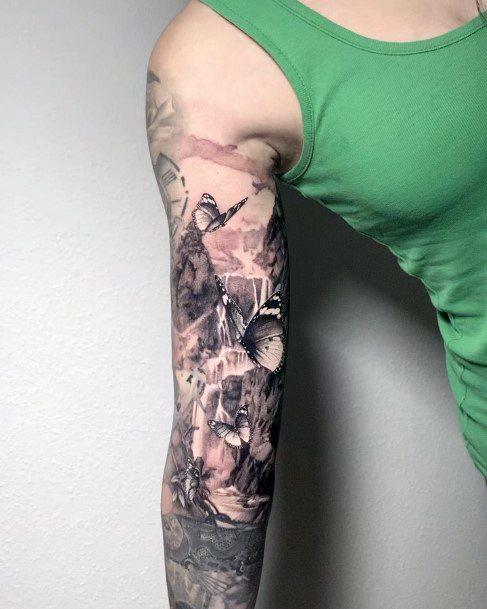 Artistic Waterfall Tattoo On Woman