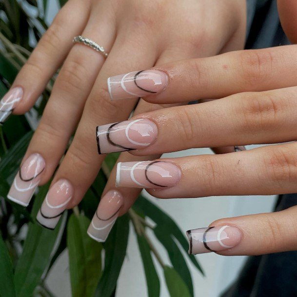 Artistic White French Tip Nail On Woman