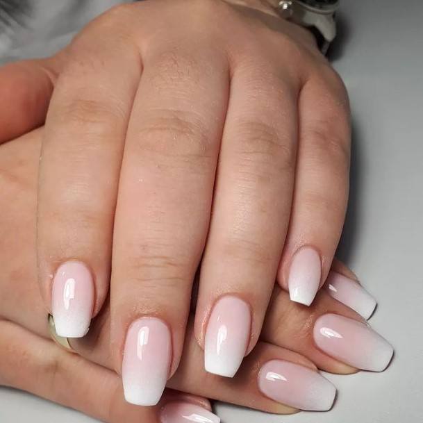 Artistic White Ombre Nail On Woman