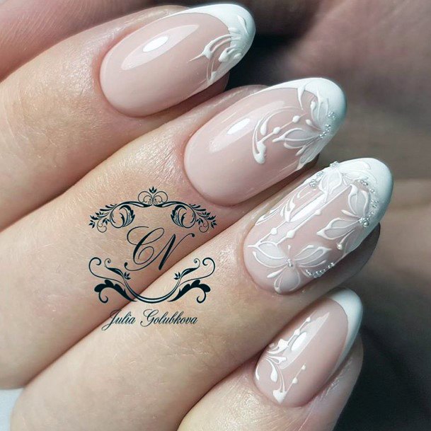 Artistic White Prom Nail On Woman