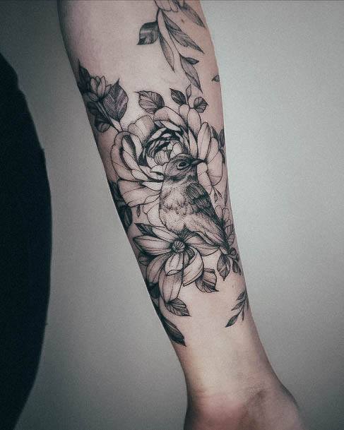 Artistic Wildflower Tattoo On Woman