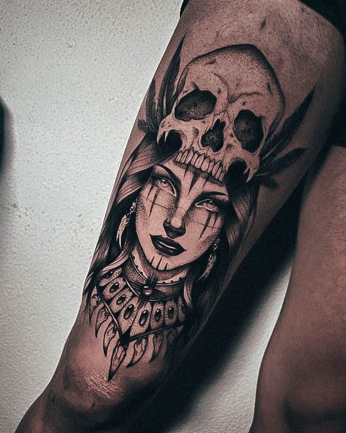 Artistic Witch Tattoo On Woman