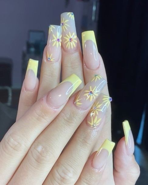 Artistic Yellow French Tip Nail On Woman