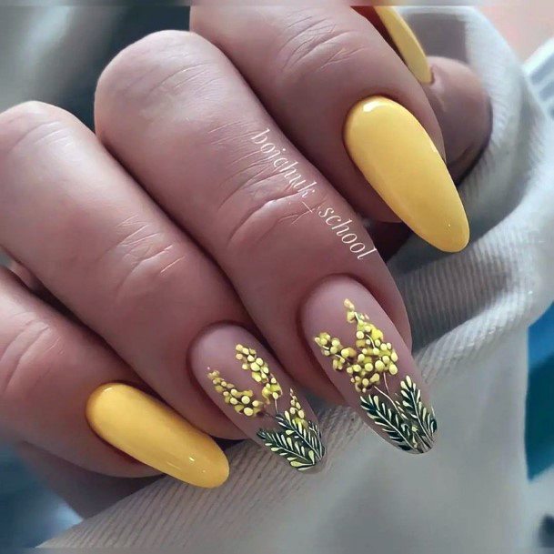 Artistic Yellow Summer Nail On Woman