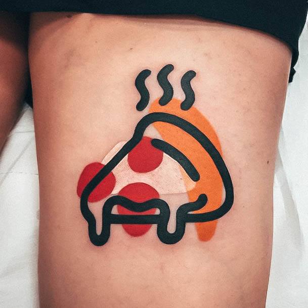 Artsy Hot Thigh Womens Tattoo Ideas Pizza