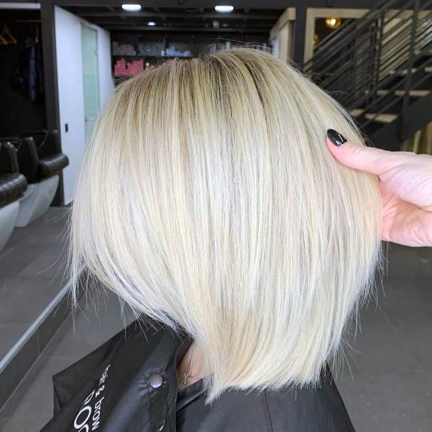 Ash Blonde Chin Length Haircut Edgy Cut Side Part