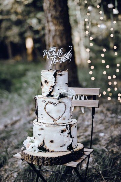 Aspen Tree Wedding Cake Design Carved Heart Rustic Wedding Ideas