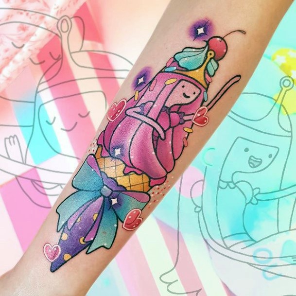 Astonishing Adventure Time Tattoo For Girls