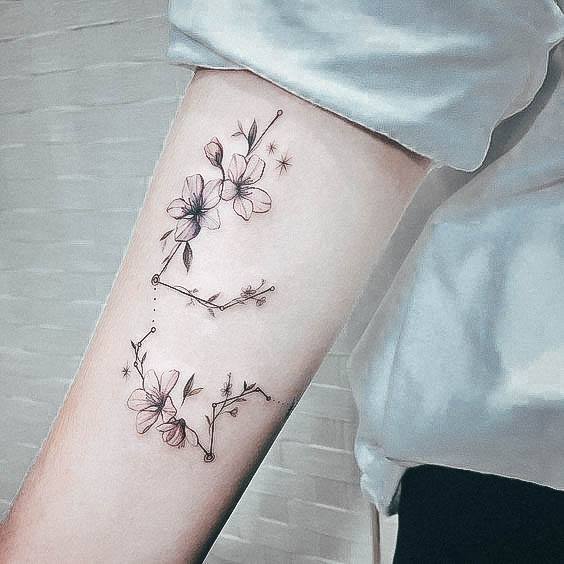 Astonishing Aquarius Tattoo For Girls Forearm Flowers