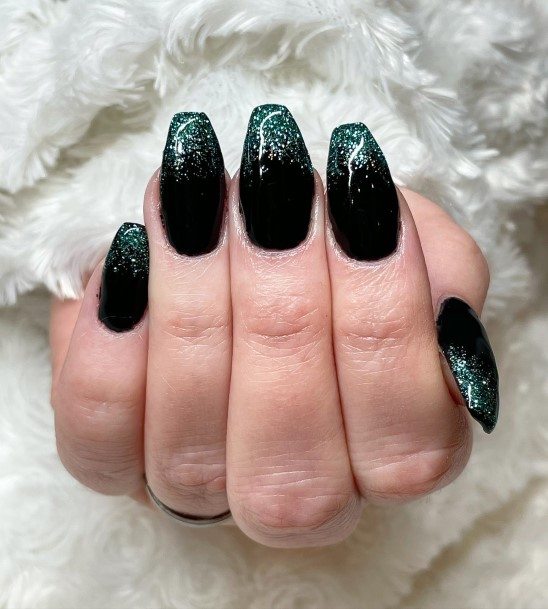 Astonishing Black And Green Nail For Girls