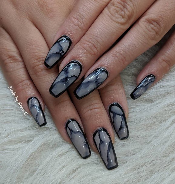 Astonishing Black And Grey Nail For Girls