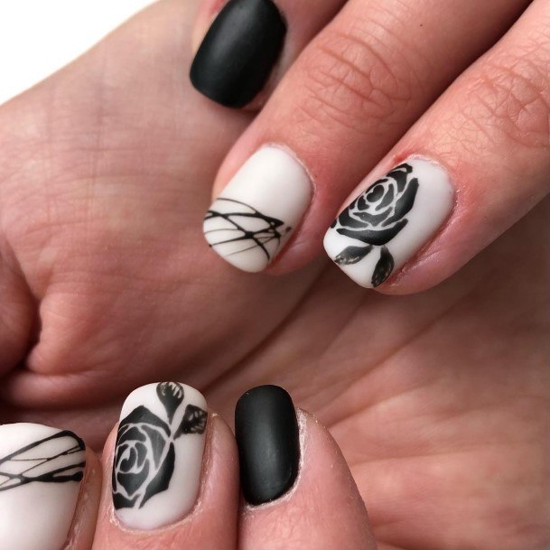 Astonishing Black And White Nail For Girls