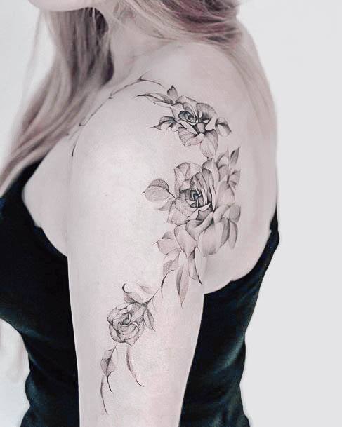 Astonishing Black Rose Tattoo For Girls