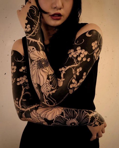 Astonishing Blackout Tattoo For Girls