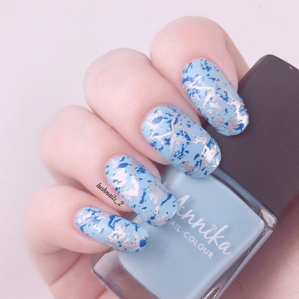 Astonishing Blue And Silver Nail For Girls