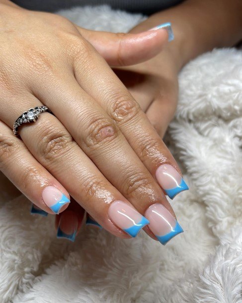 Astonishing Blue French Tip Nail For Girls