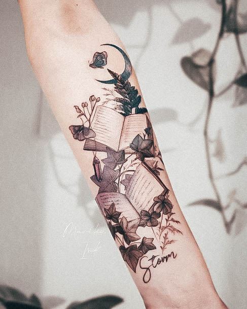 Astonishing Book Tattoo For Girls