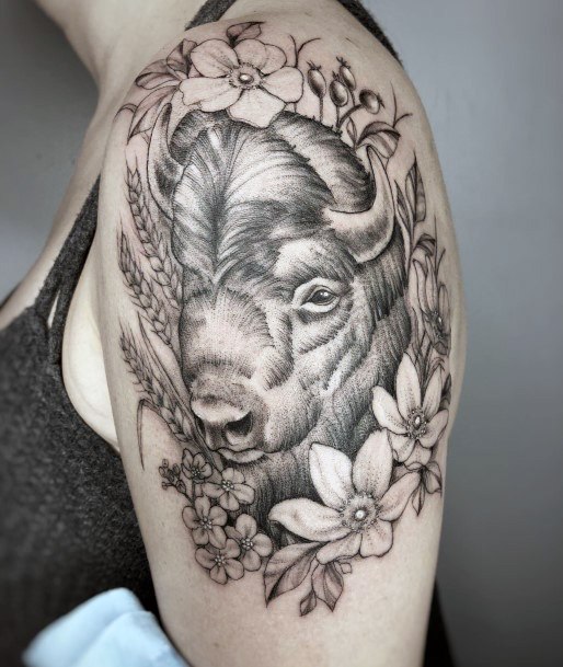 Astonishing Buffalo Tattoo For Girls