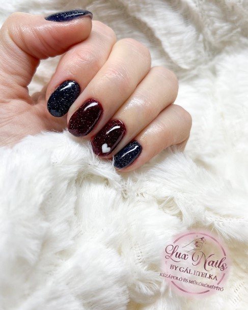 Astonishing Burgundy And Black Nail For Girls