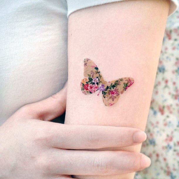 Astonishing Butterfly Flower Tattoo For Girls