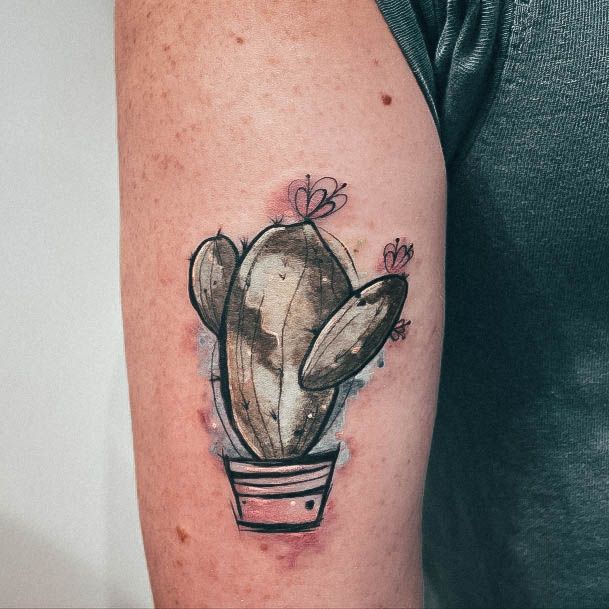 Astonishing Cactus Tattoo For Girls