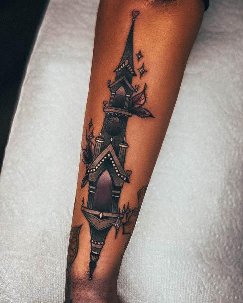 Astonishing Castle Tattoo For Girls