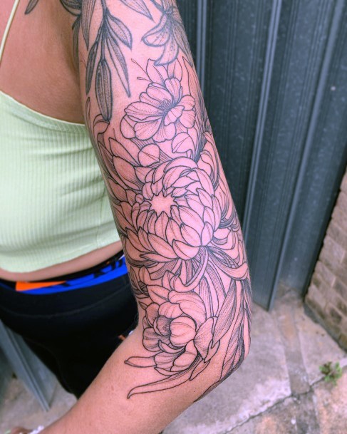 Astonishing Chrysanthemum Tattoo For Girls