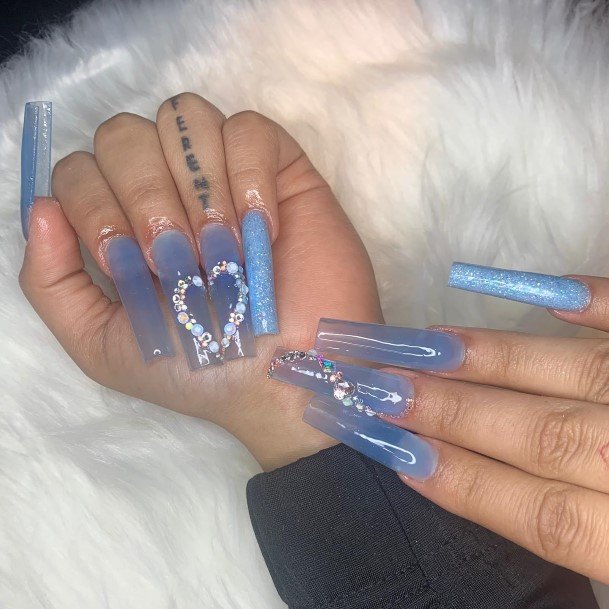 Astonishing Clear Blue Nail For Girls