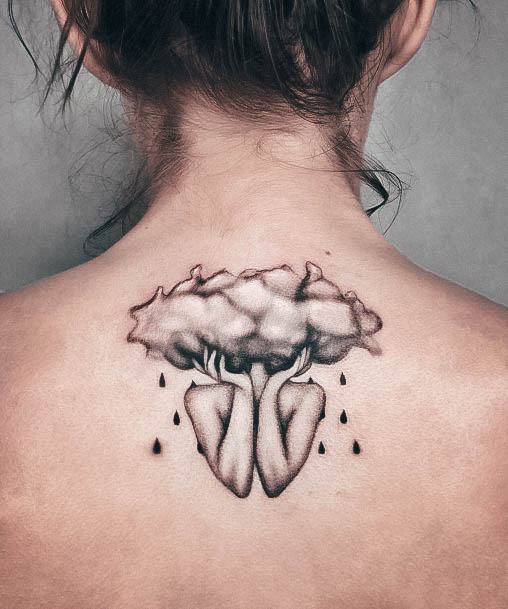 Astonishing Cloud Tattoo For Girls Upper Back Spine