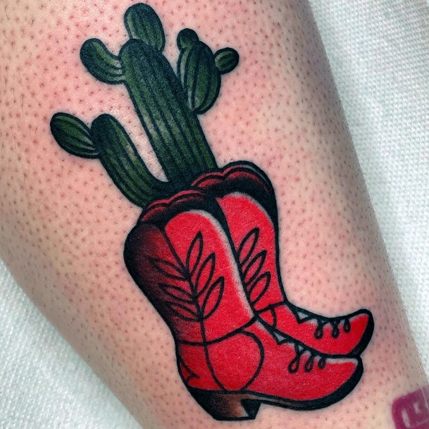 Astonishing Cowboy Boot Tattoo For Girls