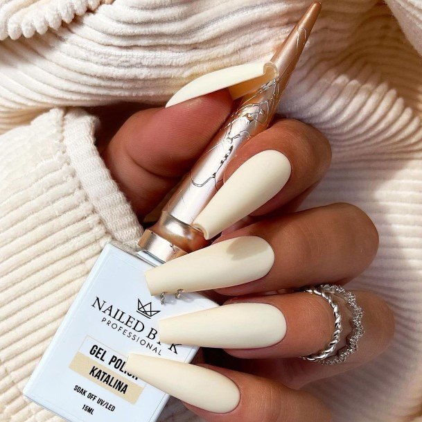 Astonishing Cream Nail For Girls