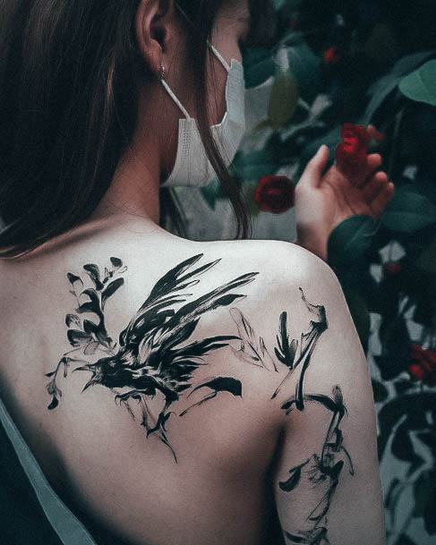 Astonishing Crow Tattoo For Girls