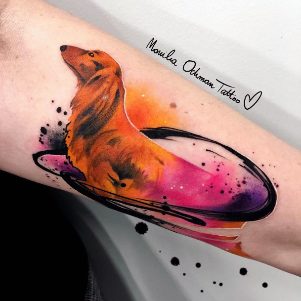 Astonishing Dachshund Tattoo For Girls