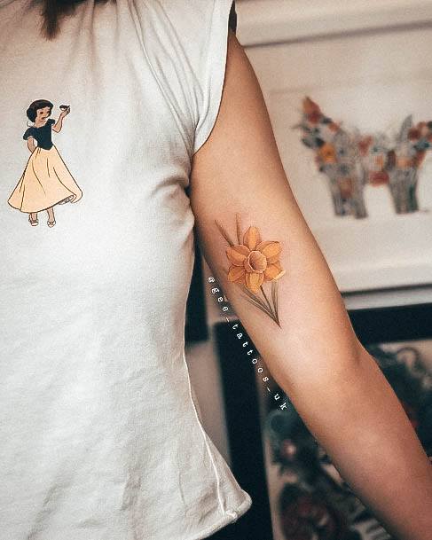 Astonishing Daffodil Tattoo For Girls