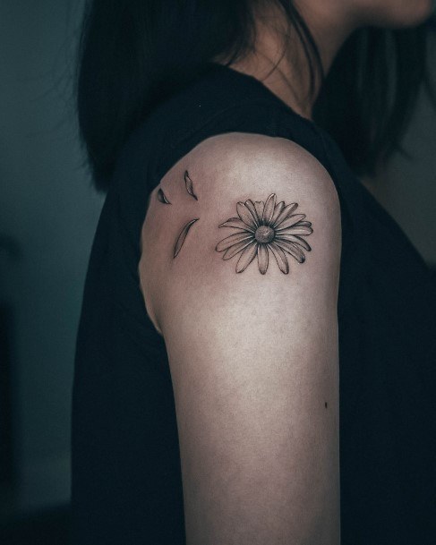 Astonishing Daisy Tattoo For Girls Arm Shoulder