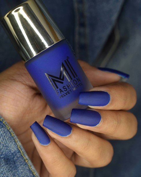 Astonishing Dark Blue Matte Nail For Girls