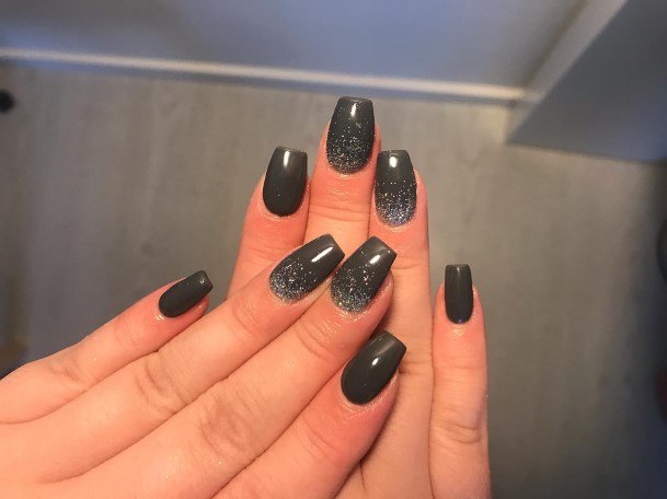 Astonishing Dark Grey Nail For Girls