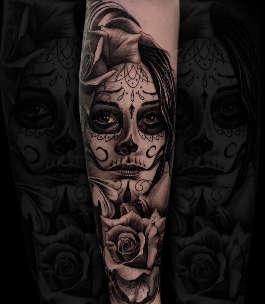 Astonishing Day Of The Dead Tattoo For Girls