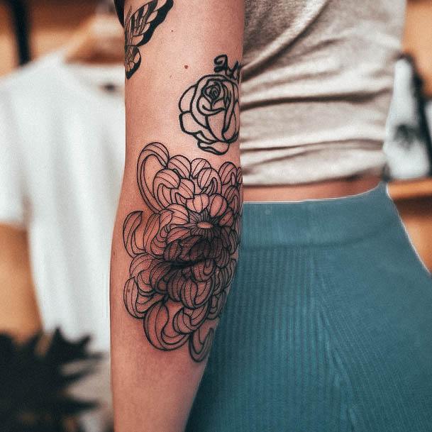 Astonishing Elbow Tattoo For Girls Neo Traditional Peony