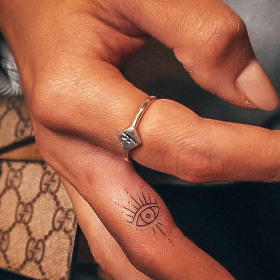 Astonishing Evil Eye Tattoo For Girls Fingers