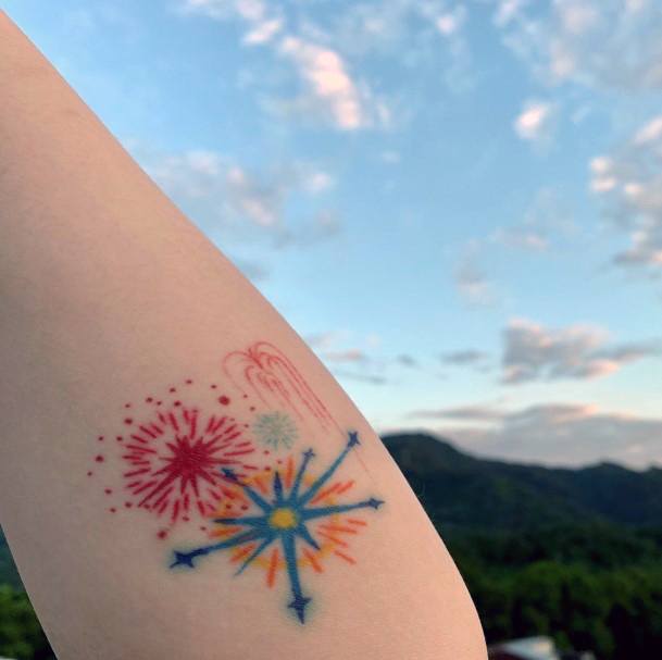 Astonishing Fireworks Tattoo For Girls