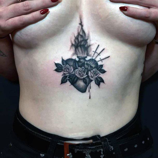 Astonishing Flaming Heart Tattoo For Girls