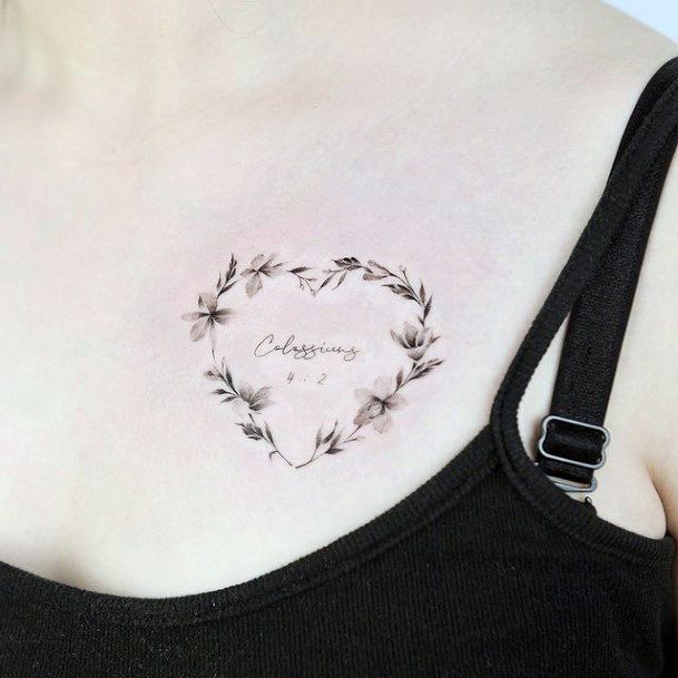 Astonishing Flower Heart Tattoo For Girls