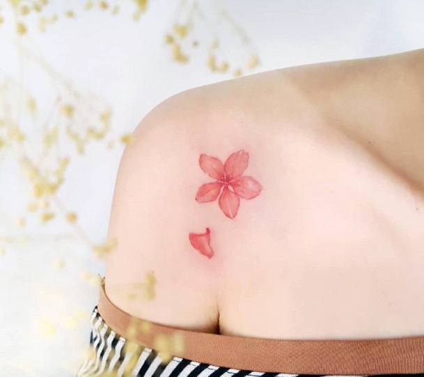 Astonishing Flower Petal Tattoo For Girls